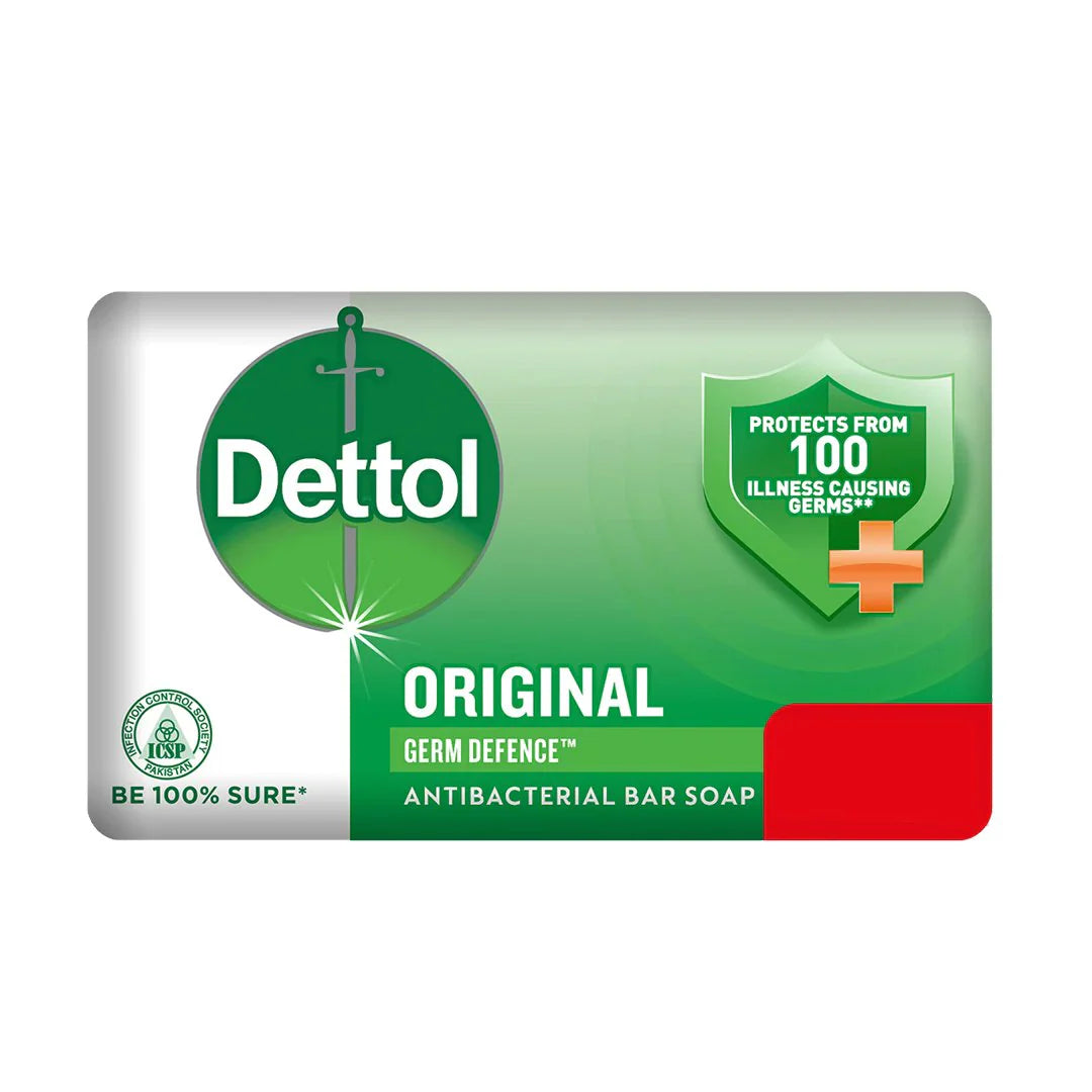 Dettol Original Germ Defence antibacterial bar soap packaging on a white background